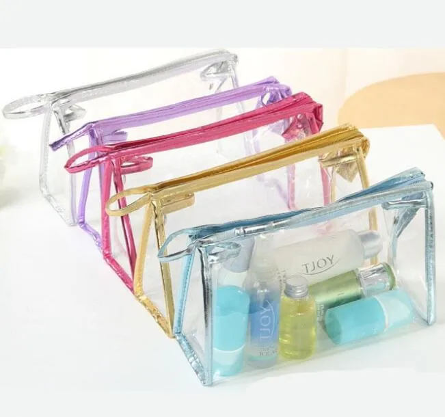 Transparent Cosmetic Bags PVC Zipper Clear Waterproof Makeup Bag Women Travel Toiletry Storage Bags Makeup Organizer Case 7styles GGA2042