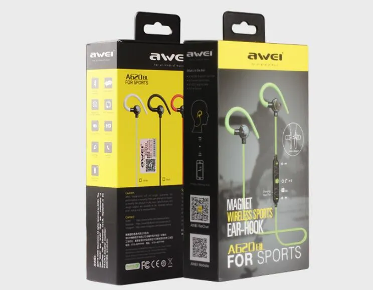 Original Awei A620BL Bluetooth Hörlurar Sport Headset HiFi Stereo Bluetooth CSR4.1 Hörlurar Smart trådlöst headset med mikrofon