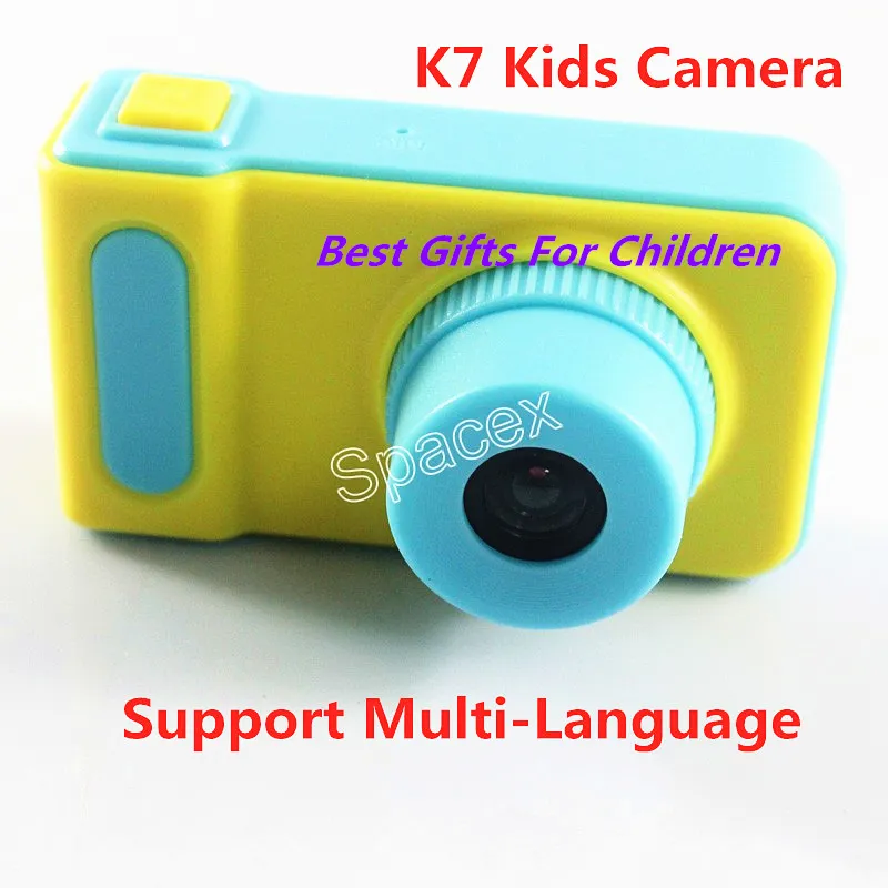 Detaljhandel k7 barn kamera mini digital söt tecknad barn leksak flickor pojkar födelsedag present stöd multilanguage