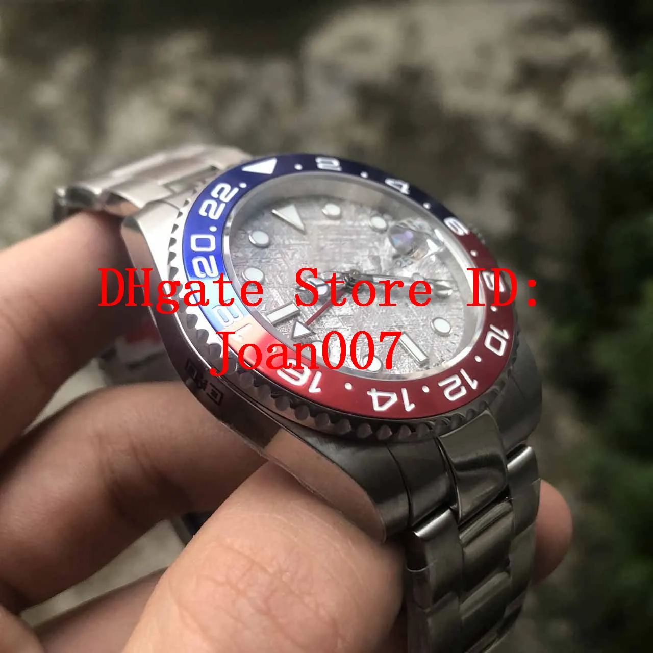 Reloj de pulsera para hombre con esfera de ceniza de roca de alta calidad, movimiento 2813, azul, rojo, bisel de cerámica, cristal de zafiro, relojes de pulsera para hombre de 40 mm, relojes GMT 293k