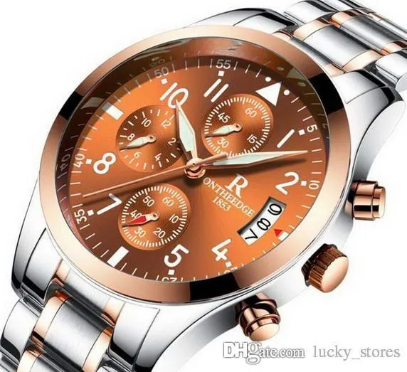 Модельер -дизайнер мужчина смотрит на Quartz нержавеющая сталь 41 мм бизнес -часы мужские часы O18. Наручительные N1019 Glow in the Dark Sale