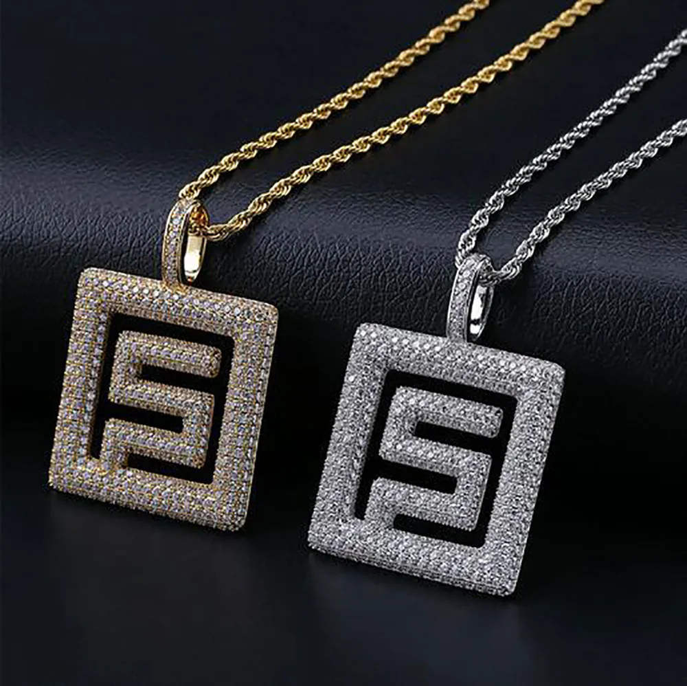 14K Or Iced Out ins migos Pendentif Collier Cz Bling Pendentif Mens Hip Hop Micro Pave Cubique Zircone Diamants Simulés