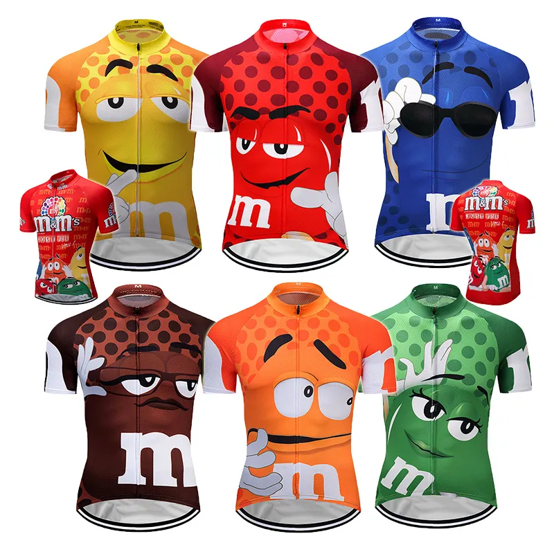 2024 Men s Pro Team Cartoon Cycling Jersey Maillot Ciclismo Breathable MTB Bike Shirt Yellow Red Blue