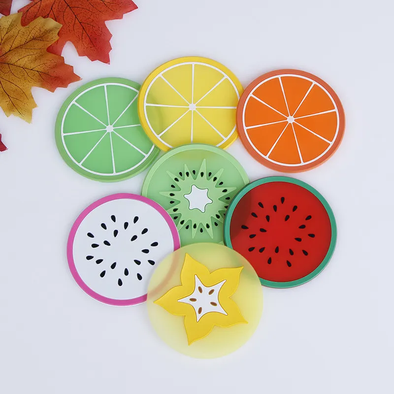 Cup Mat Pad Coaster Fruit Shape Silicone Cup Pad Slip Isolation Pad Hot Drink Mats YQ01879