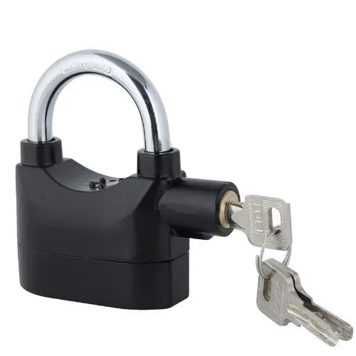 Motorcycle Bike Black Waterproof Padlock Alarm Lock