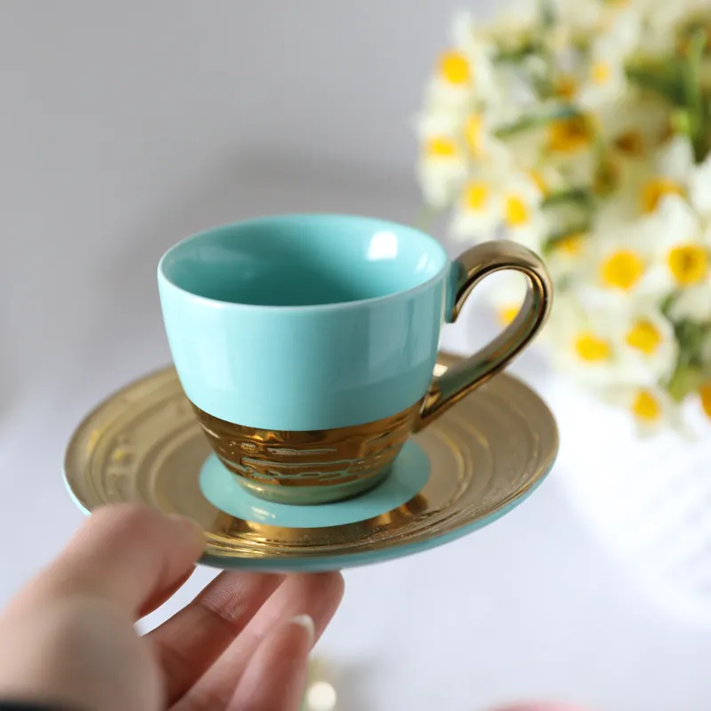 Tasse à café expresso en céramique avec soucoupe, tasse en porcelaine faite à la main avec assiette, nouvel arrivage