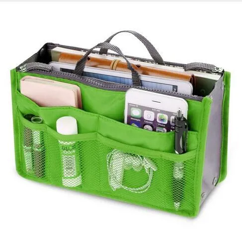 Frete grátis HOT Mulheres Cosmetic Bag Organizador Bag In Bags zíper duplo portátil viagem Multifuncional Pockets Makeup Bag
