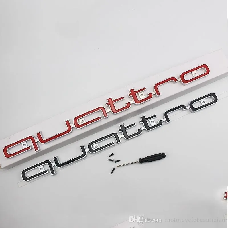 Quattro Logo Emblem Abzeichen Auto 3D Aufkleber ABS Quattro Aufkleber  Frontgrill Untere Verkleidung Für Audi A4 A5 A6 A7 RS5 RS6 RS7 RS Q3 Auto  A315E Von 55,11 €