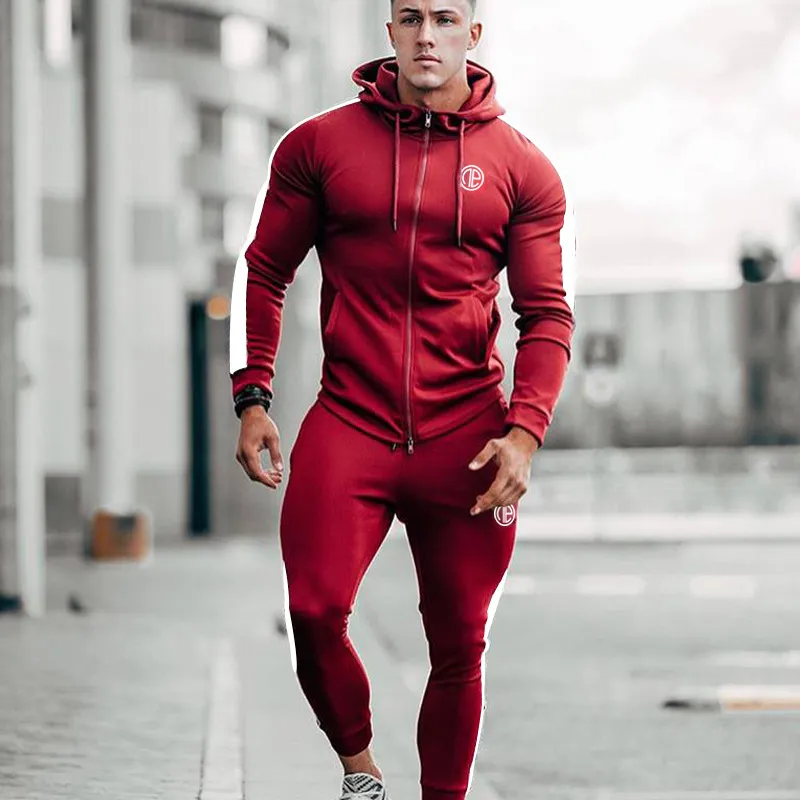 Mens red jogging suit on sale