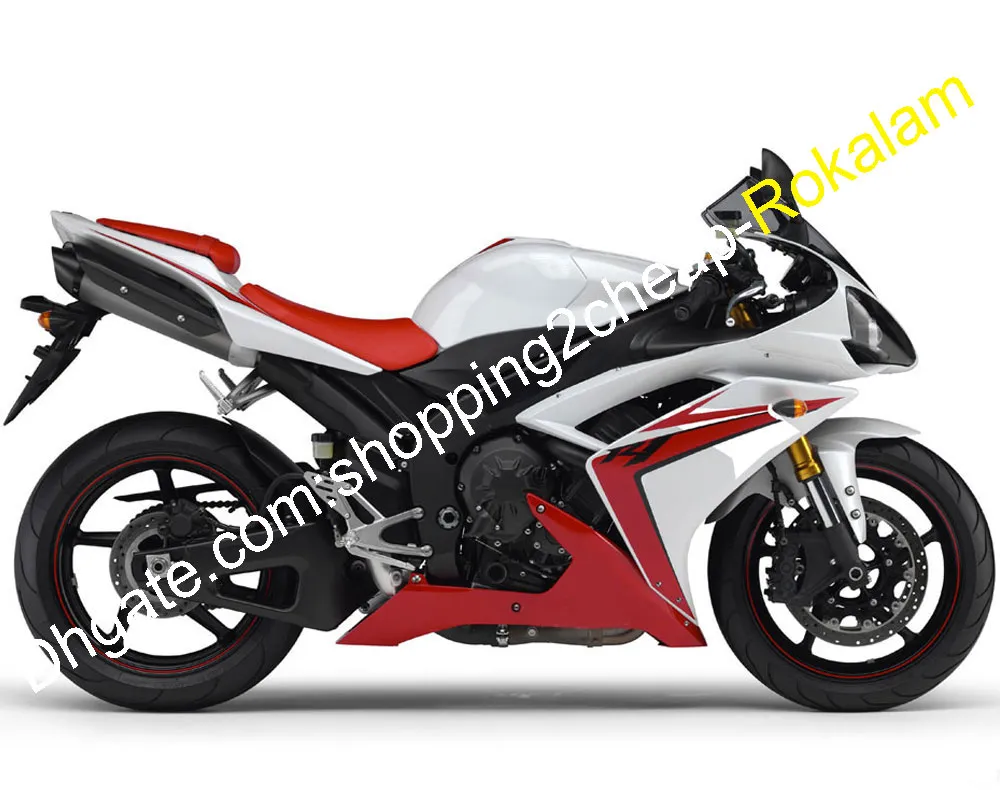 YZF1000 R1 07 08 Zestaw do ciała YZFR1 dla Yamaha YZF-R1 2008 2008 Sport Moto Bike Red White Motocykl Fairing (Formowanie wtryskowe)