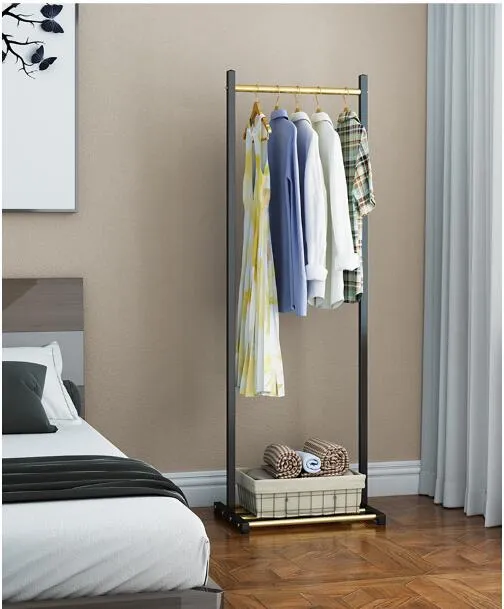 Perchero para colgar en el piso del dormitorio, perchero para ropa de dormitorio, percheros para ropa, tipo barra horizontal, secado de tela simple para el hogar