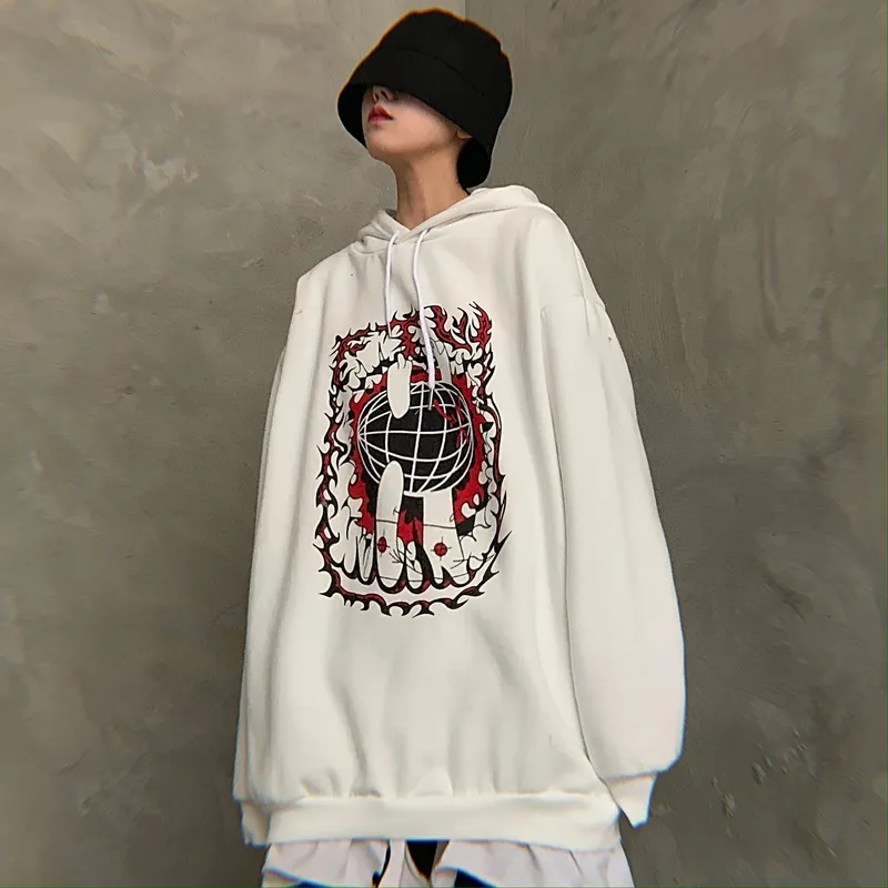 impresión de la marca con capucha mujeres del estilo nueva moda de Harajuku ropa coreana sudadera sobredimensionan bf Hipster unisex con capucha