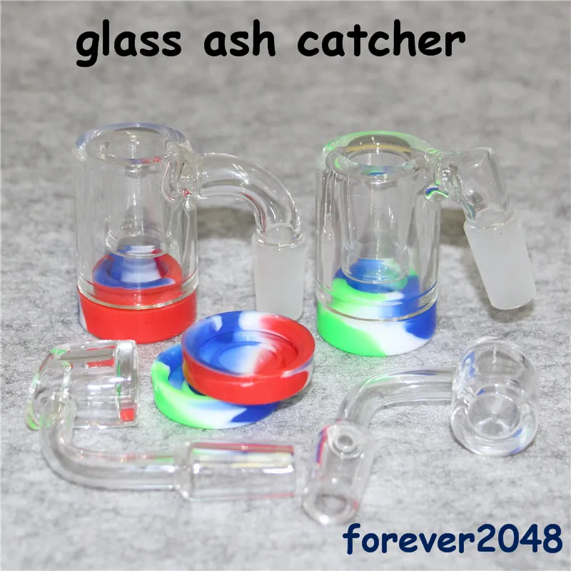 Glazen asvanger met 5 ml siliconencontainer en kwarts banger 14 mm vrouwelijk-14 mm mannelijke gewricht voor Glas Bongs Waterpijp