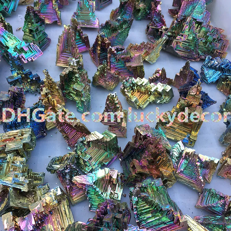 10Pcs Exquisite Freeform Rainbow Bismuth Geode Metal Ingot Crystal Ore Display Mineral Specimen Promotes Deep Meditation, Focus & Clarity