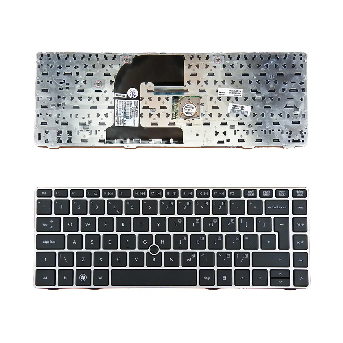 Teclado NUEVO Reino Unido para HP EliteBook 8460p Plata MARCO NEGRO Reino Unido Disposición sustituir el teclado de reparación del teclado