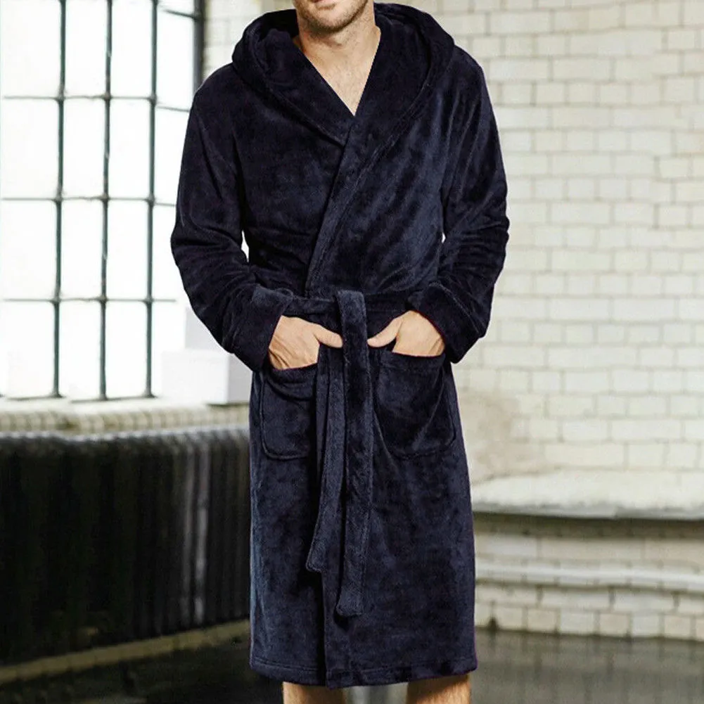 Mode casual mens bathrobes flanell mantel v hals långärmad par män kvinna mantel plysch sjal kimono varm manlig badrockrock305p