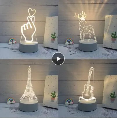 3D LED Lâmpada Criativa 3D LED Night Lights Novidade Ilusão Night Lamp Illusion Lâmpada de mesa de ilusão para casa decorativa luz