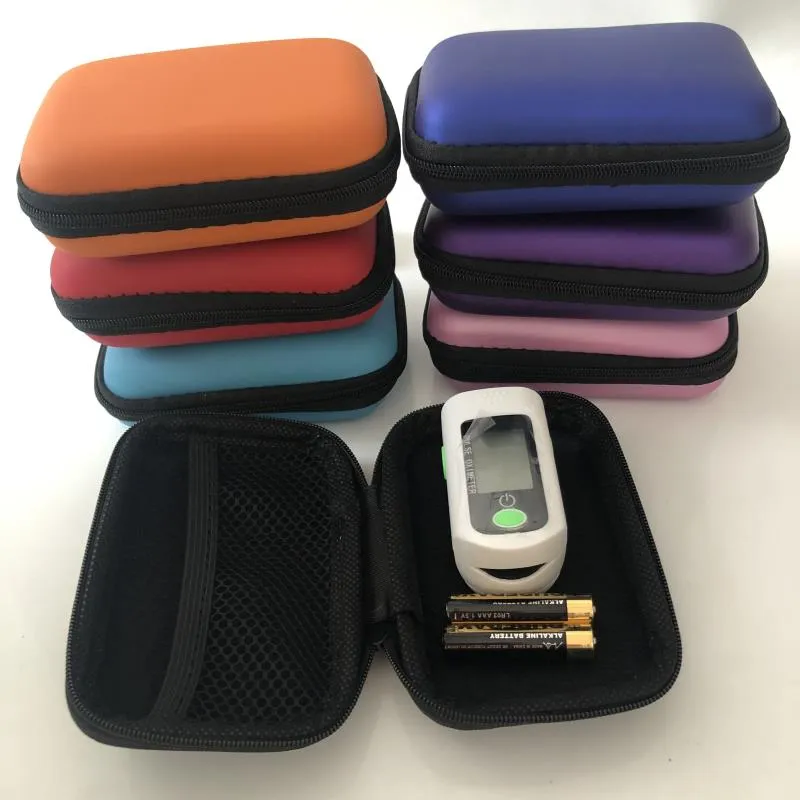 Colorful Finger Oximeter Hard EV Portable Case Protecive Zipper Pouch Travel Bag Carry Box for Fingertip Pulse Oximeter Earphone Cable Plug