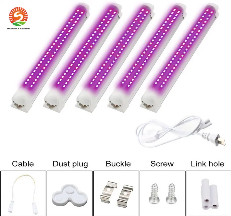 T5 T8 LED GROW LIGHT BAR 6PCS FULL Spectrum Grow Lamp Tube for Seed Start Inomhus Växtblomma Blomma Vegetabiliska Greenhouse Garden Lights