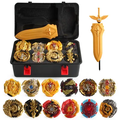 Gold Edition 12 Pieces Beyblade Burst Bey Beade Gold Edition Gyro Storage Box Gyro Set Burst Gyro Bayble Schiuma Pressione per bambini Giocattoli