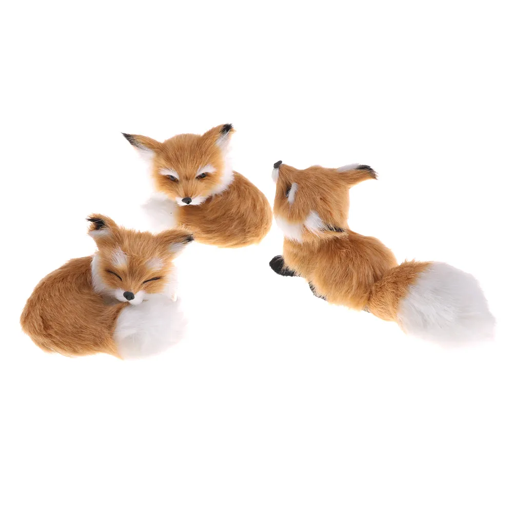 Offre spéciale peluche de renard de Simulation marron pour la décoration de la maison cadeau d'anniversaire fourrures de polyéthylène modèle accroupi jouets en gros