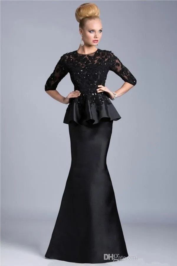 2019 Elegante Madre Negra De La Novia Vestidos De Joya Cuello 3/4