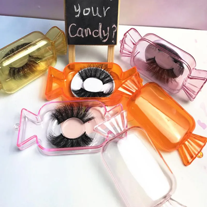 30 stks Leuke Candy False Wimpers Verpakkingsdoos Container Custom Logo Mink Washes Boxes Leeg Lash Case Packing Box voor Wimper