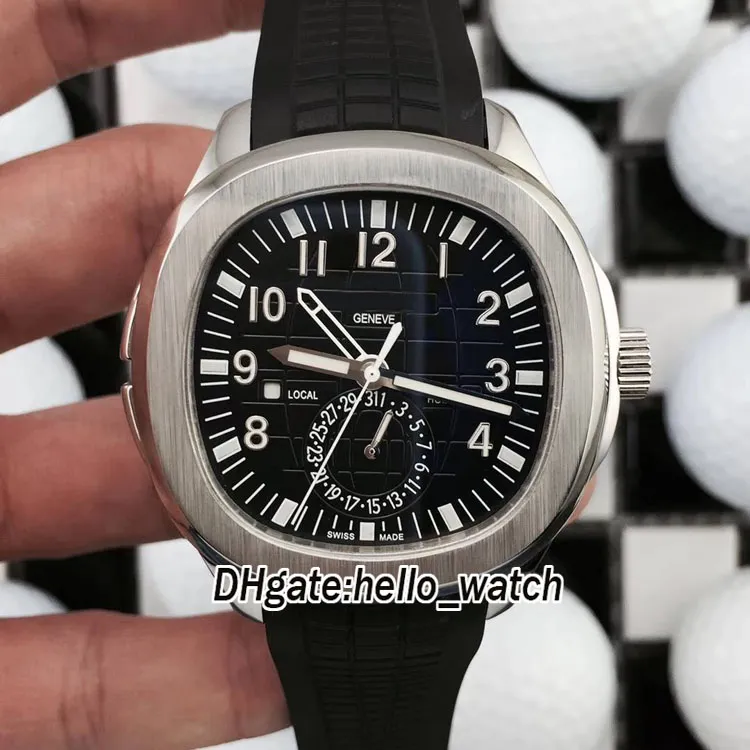 Yeni 5164R-001 Çift Time Ekstra büyük kahverengi kadran otomatik erkek izle 316L çelik kasa kauçuk kayışlar spor saatleri pphw merhaba wa264a