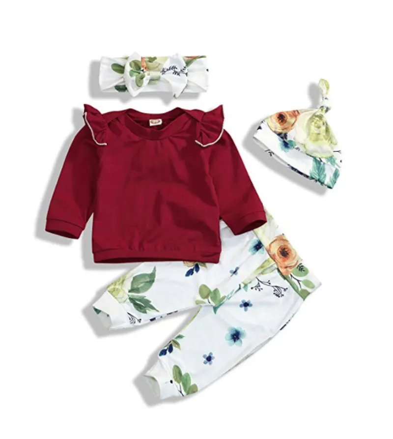 Newborn Baby Romper Set Infant Girls Ruffle Long Sleeve Romper Tops