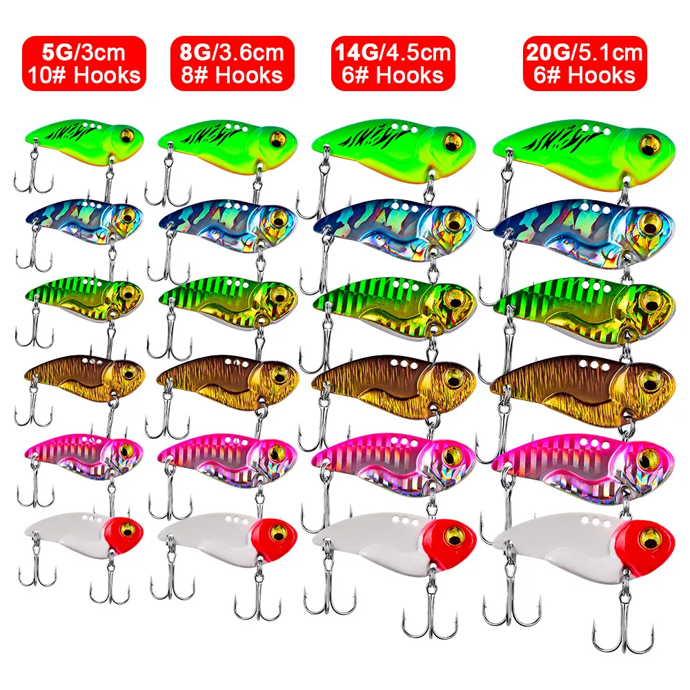 Lot De 6 Leurres De Pêche Rotatifs Métal VIB – 7-14g, Cuillères Tournantes Pour Mer Et Rivière