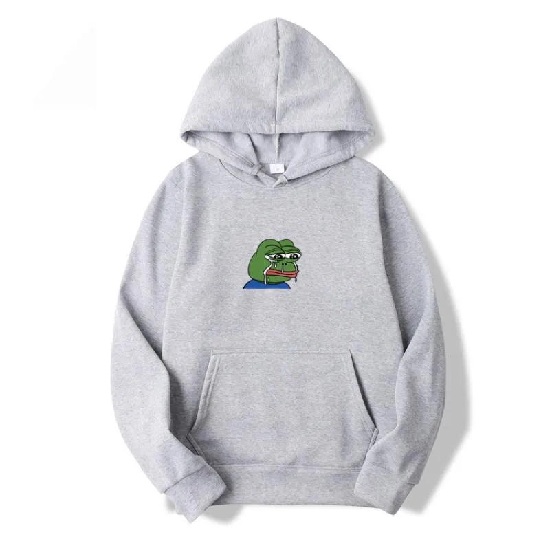 Mäns Hoodies Sweatshirts Mode Hoodie Graffiti Print Sad Frog Sweatshirt Hip Hop Fleece Gul Rosa Män och Kvinnor Hooded Suit