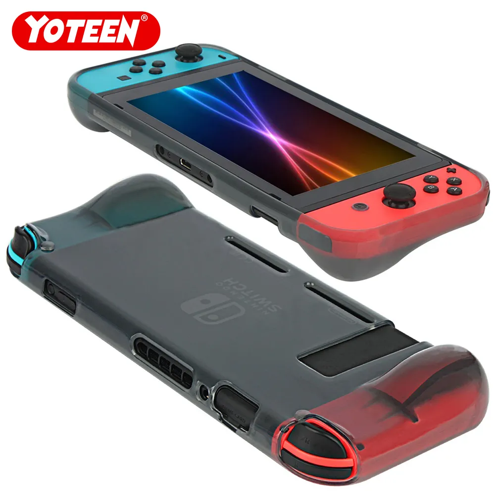 YOTENT TPU Case dla Nintendo Switch Pełna okładka Case Case Ochronne Miękkie TPU Wbudowany Komfort Wyściełany Hand Grips przezroczysty