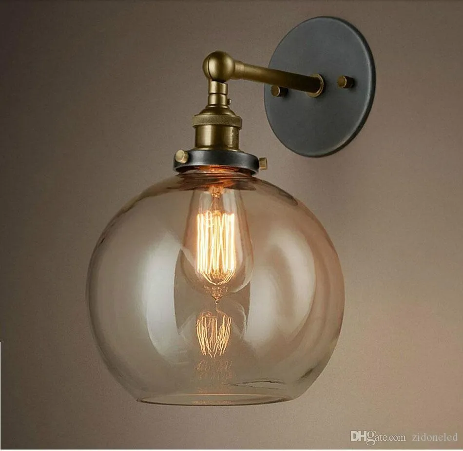Vintage-Glas-LED-Wandbeleuchtung, Edison-E27-Wandleuchte, Nachttischlampe, Bar, Kaffee, Restaurant, Innenbeleuchtung