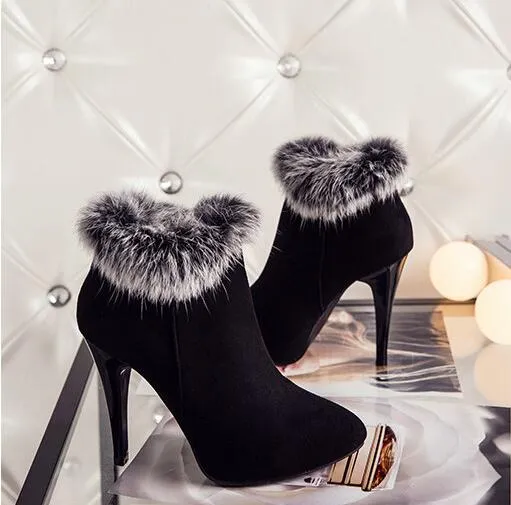 Stylish Winter High Heel Boots For Women High Heels, Ankle Length, Snow  Fur, Zip Closure, Short Length Available In White, Red, And Big Sizes 11  From Feizhu, $32.31 | DHgate.Com