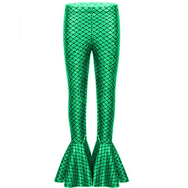 14 colori leggings a coda di pesce in ecopelle da donna pantaloni svasati elastici discoteca costume da festa cosplay sirena pantaloni con stampa a squame di pesce