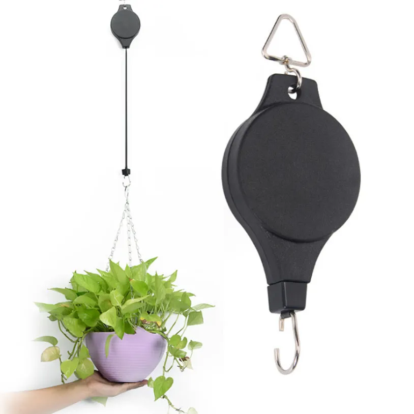 Hanging Basket Pull Down Hanger Retractable Pulley Garden Baskets Plant