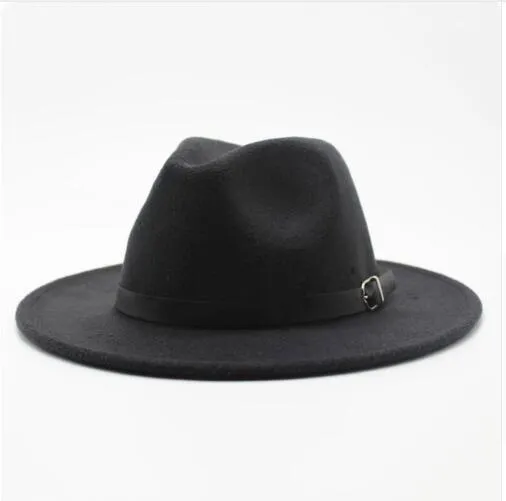 Forma-Imitação de lã Mulheres Homens Senhoras Fedoras Top Jazz Hat Redonda Europeia americano Caps Bowler Chapéus