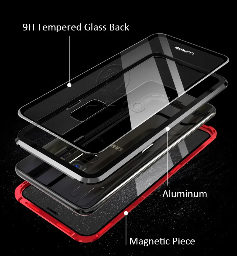 Magnetic Adsorption Case For Huawei Mate 20 X 5G Metal Frame Clear Tempered  Glass Cover Mate