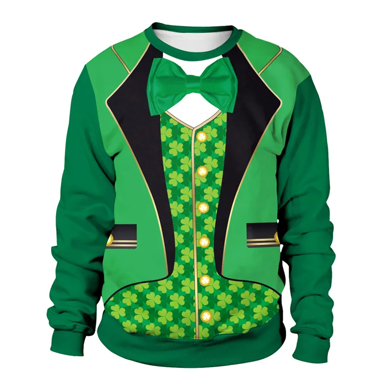 St.Patrick'sDay streetwear survêtement hommes Party gentleman costume vetements Irish Festival Clothing Spring Couple designer de luxe sweat