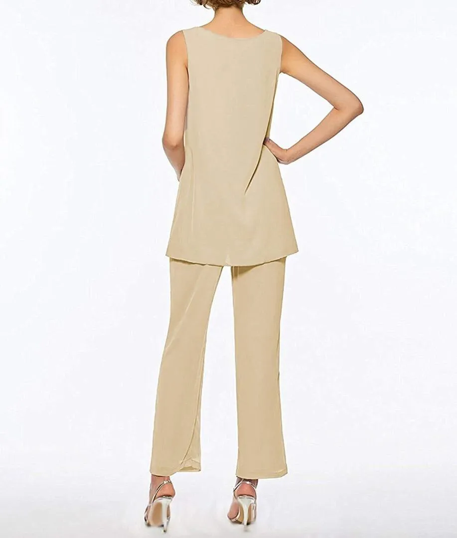 Femmes 3 pi ces ensemble m re de mari e robe tenues pantalons costumes affaires l gant formel en mousseline de soie grande taille pour mariage formel