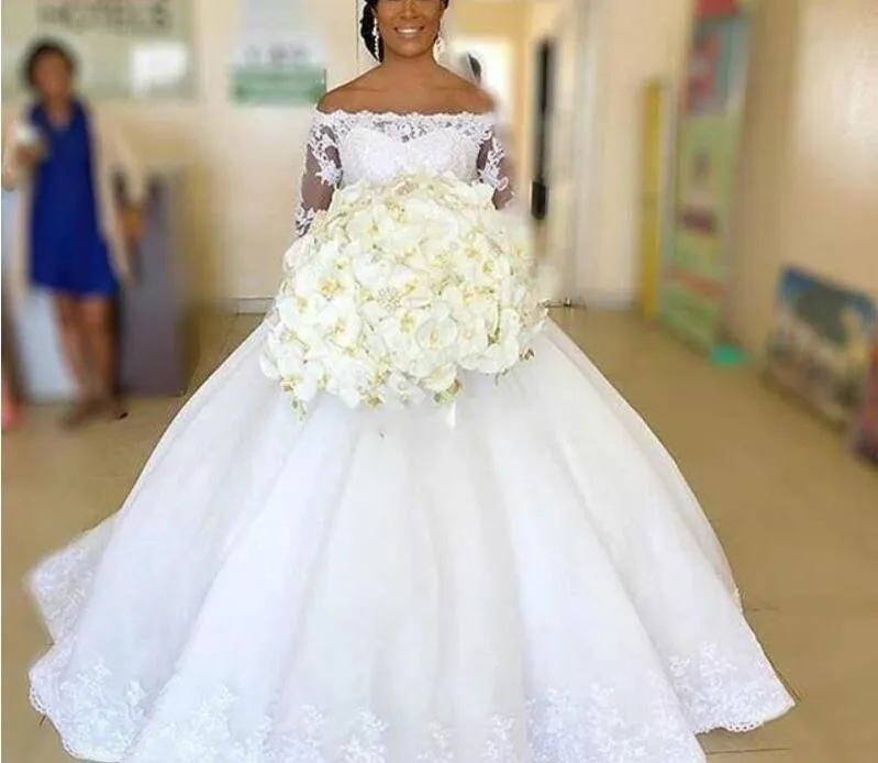 2020 African Wedding Dresses Ball Gown Off The Shoulder With Long