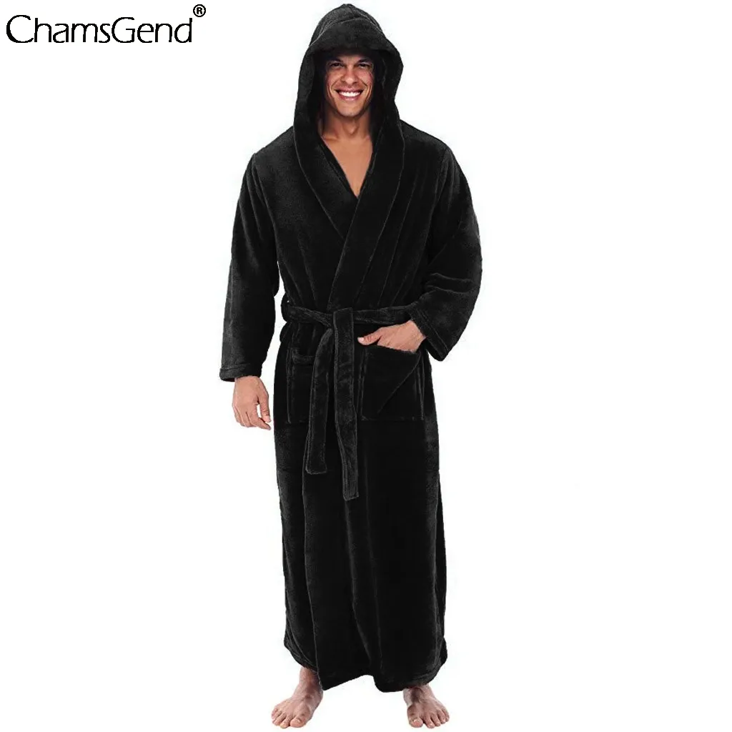 Chchamsgend size s-5xl hemkläder badrock män vinter förlängd plysch sjal badrock man långärmad mantelrock pyjamas #4Z323M