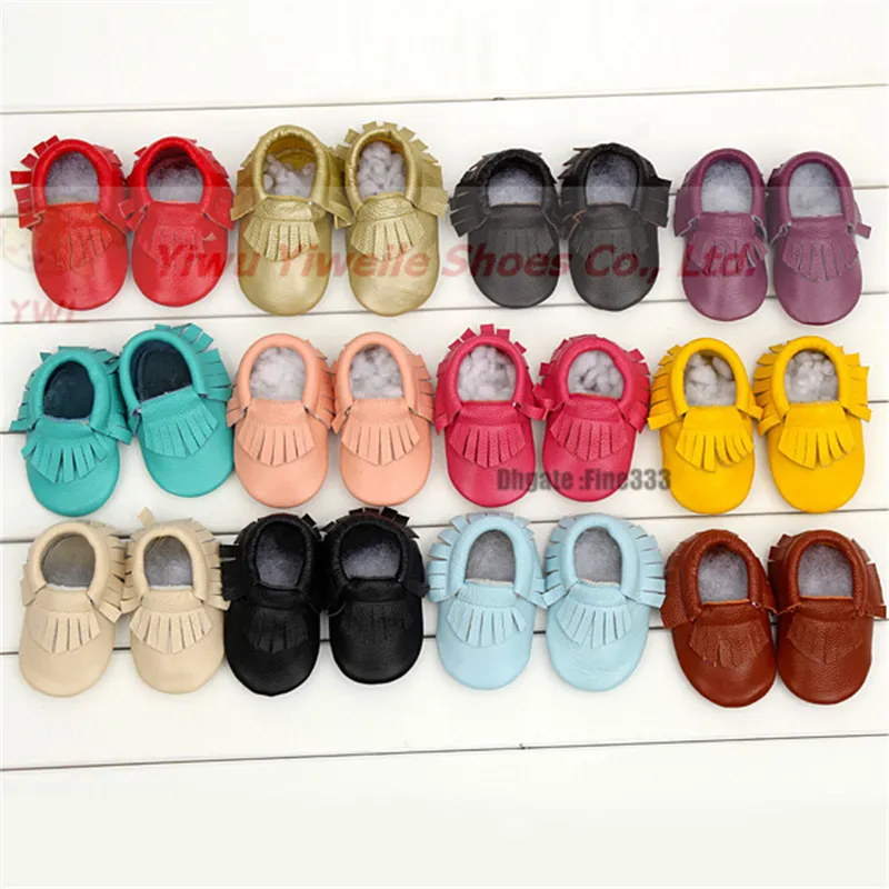 HONGTEYA New rubber sole Genuine Leather Girls Boys handmade Toddler hard sole first walkers baby leather moccasins Shoes 20 colors