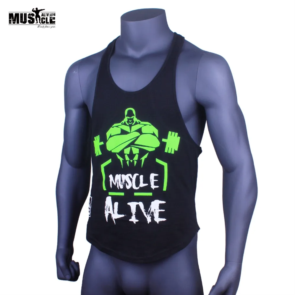 MUSCLE ALIVE Erkek Vücut Geliştirme Adam Spor Yelekler Kolsuz Stringers  Için Tank Tops Egzersiz Pamuk Rahat Moda 2018 # 158164 Yi TL1,107.85