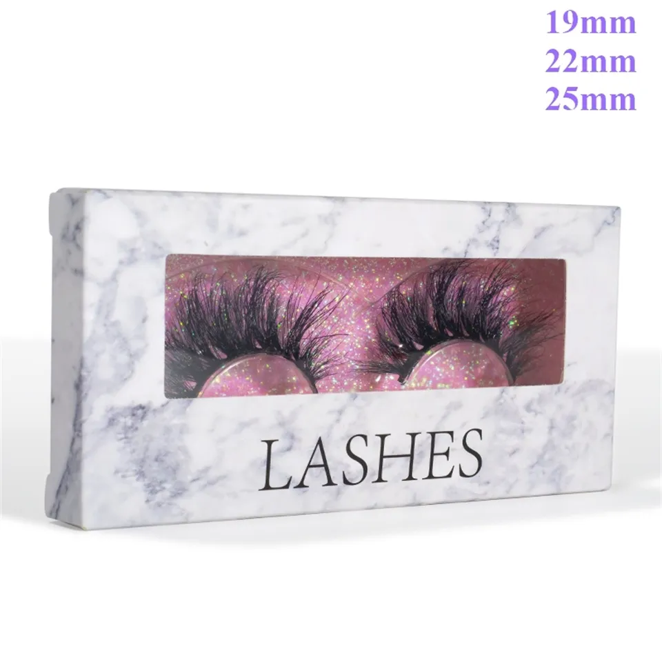 100% 5D Mink Makeup 19-25mm Cross False Eyelashes Eye Lashes Extension Handmade Sfot Nature 64 styles Choose Marble Case Box DHL Free