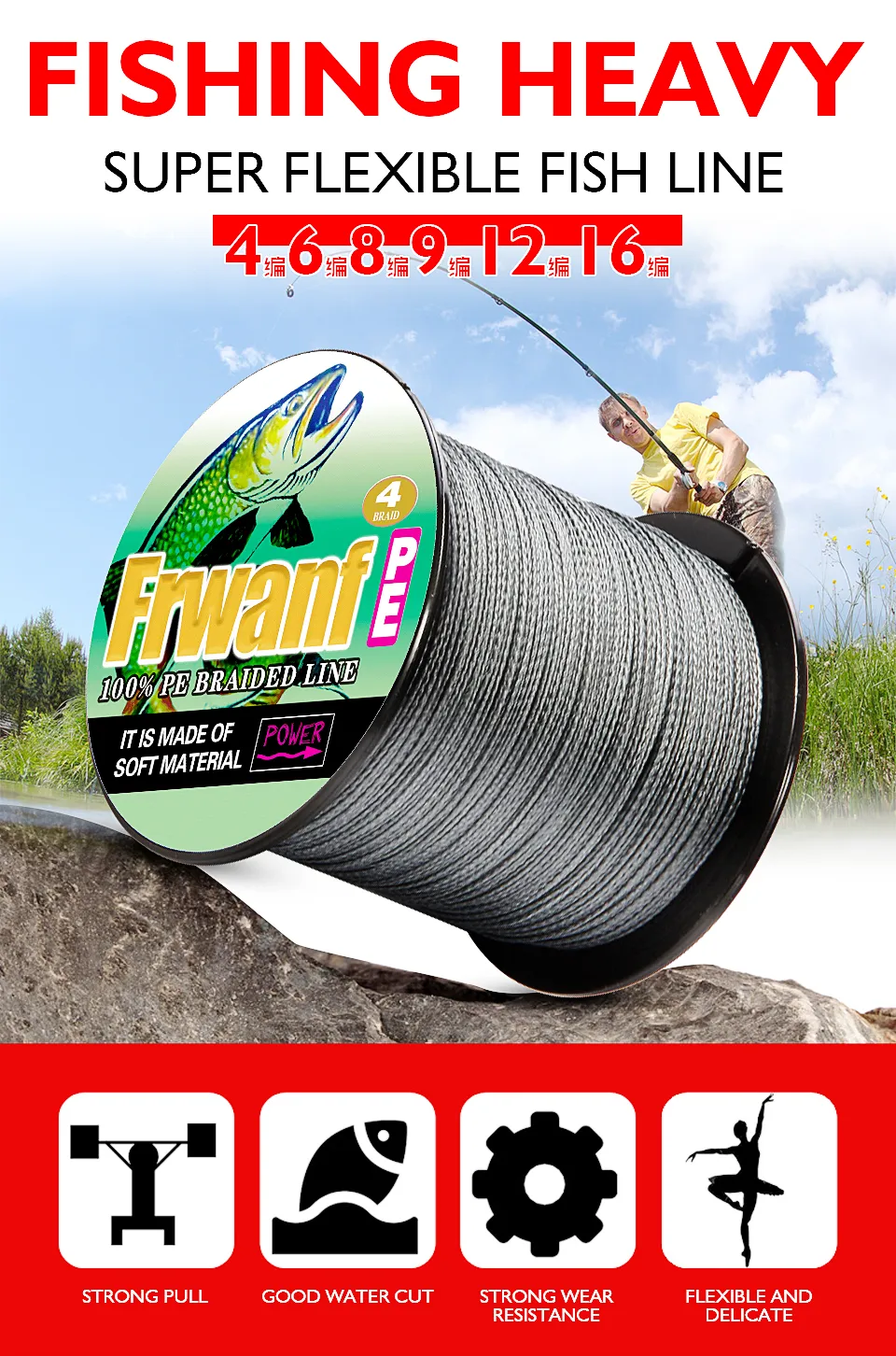 Super PE Braided Fishing Line Fishing Line 1000m Length, 4 Strands 6 100LB  For Saltwater Freashwate From Dw216, $14.8