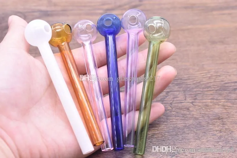 wholesale Verre coloré Brûleur à mazout Tuyau Épaisseur Verre Brûleur à mazout Lunettes Tube Tuyaux Huiles Nail Pipe Épais Coloré tabac à fumer Tuyaux