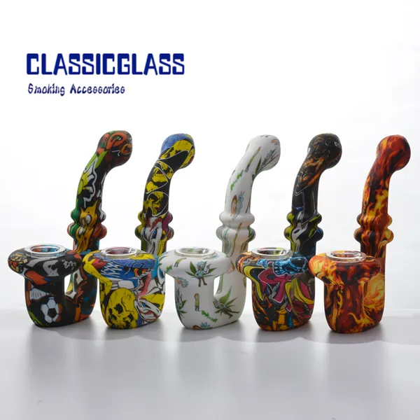 Silicone Sherlock Pipe Smoke Pipes With Glass Bowl Vervanging DAB Food Grade Hookah Bongs
