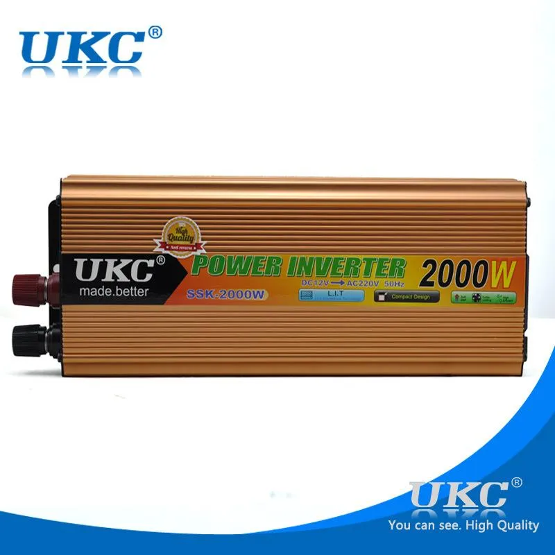 Freeshipping High Power Inverter 12V 220V Voltage Converter Car Inverter 2000W Converter 12V till 220V Inverter 12 220 Ny teknik