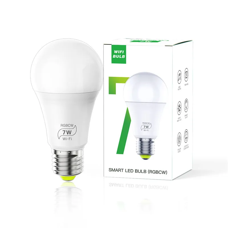 Inteligentna żarówka, Crestech Smart Bulba kompatybilna z DOT Alexa Echo, zimna i ciepła biała LED WiFi Smart Bulbs RGB Dimmable w magazynie